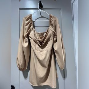 Princess Polly Lillie Long Sleeve Mini Corset Dress - Tan